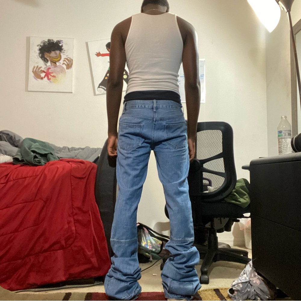 Denim stacked jeans